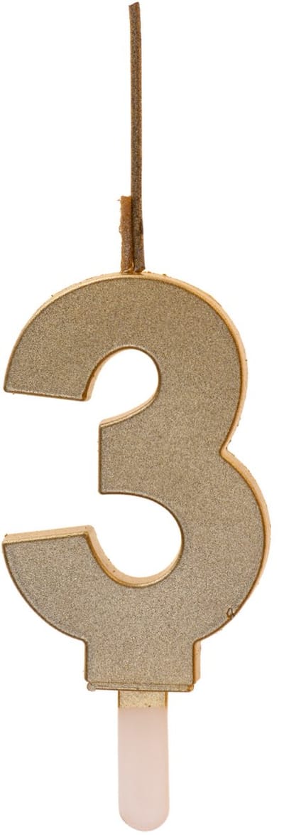 Cijferkaars 3 - Goud - DUO (2 type kaarsjes) - 0-9