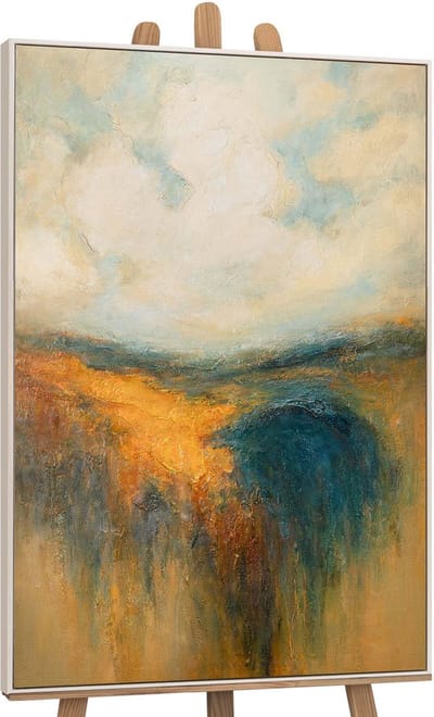 Canvas schilderij handgeschilderd golden expanse abstract – YS-Art Gallery – Luxe wanddecoratie voor woonkamer – Modern schilderij voor slaapkamer en hal