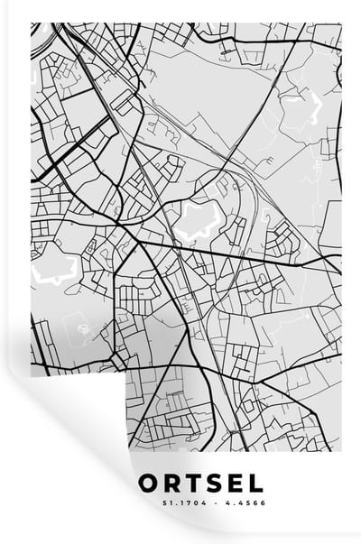 Muurstickers - Sticker Folie - Plattegrond – Mortsel – Zwart Wit – Stadskaart - Kaart - 20x30 cm - Plakfolie - Muurstickers Kinderkamer - Zelfklevend Behang - Zelfklevend behangpapier - Stickerfolie
