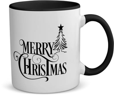 Akyol - kerst merry christmas koffiemok - theemok - zwart - Kerstmis - kerst beker - winter - kerst - christmas - kerst cadeau - 350 ML inhoud