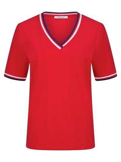 T-shirt V-hals Van Peter Hahn rood