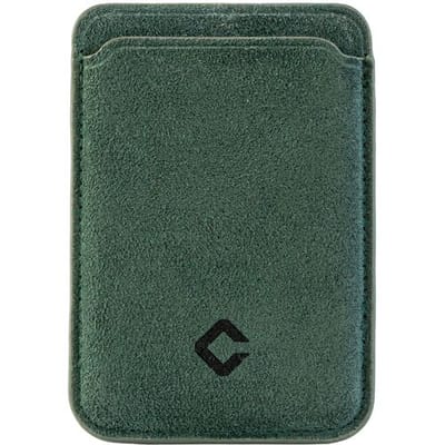 Coverzs Wallet geschikt voor MagSafe Apple iPhone 12 / 13 / 14 / 15 / 16 / Mini / Pro / Pro Max / Plus - Magnetische houder - kunstleer - duurzaam Alcantara kunstleren materiaal - Donkergroen