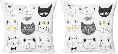 ABAKUHAUS Kussenhoes Set – 50x50 cm – Dubbelzijdige print – Geel en Grijs