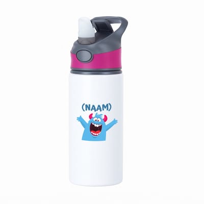Hacebo® - Blauwe monster waterfles met rietje roze - Monster - kinderen - leuk cadeau voor mijn kind - verjaardagscadeau - kado - gift - vriendelijke monster - water fles - 650ML