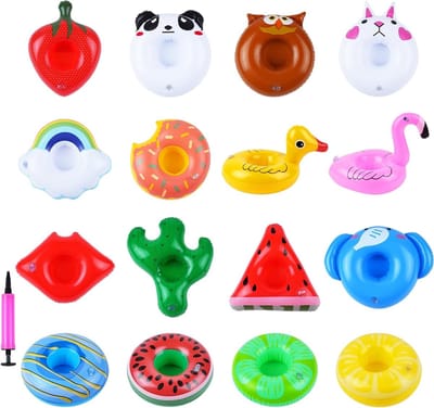 Opblaasbare Drinkhouders voor het Zwembad - 17 Stuks, Ideaal voor Feestjes, Strand en Hot Tub Gebruik, Perfecte Accessoires voor Zomerplezier