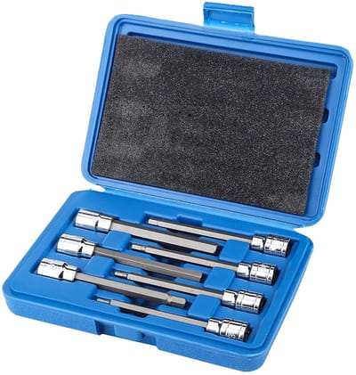 Allecto - Extra Lange Inbussleutel Set - 7 Delig - Professioneel - 3-10mm - Zeskant Bit Dopsleutel - Reparatieset voor Moeilijk Bereikbare Plaatsen