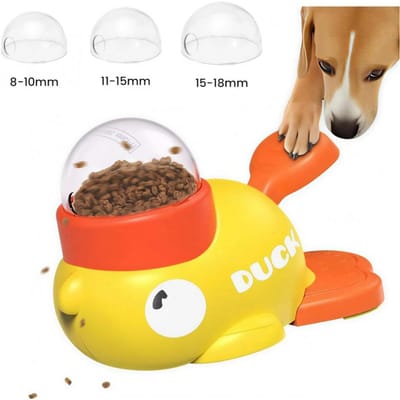 Gele Eendvormige Interactieve Hondensnoepdispenser Trainingshondenspeelgoed Puzzel Langzame Voerbak Hondenvermaak Speelgoed Interactieve Voerbak voor Honden en Katten red