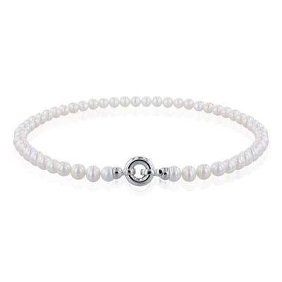 Luna-Pearls - 218.0186 - Collier - Dames - 925 zilver - gerhodineerd - Zoetwater gekweekte parel 7,5-8 mm - 45 cm