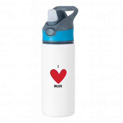 Hacebo® - Ik hou van mijn broer waterfles met rietje blauw - Broer - Broers - Cadeau voor je broer - familie - hartje - love - water fles - 650ML