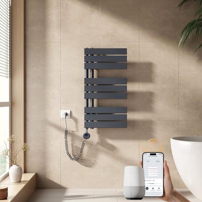 EMKE Elektrische Handdoekradiator - Slimme Bediening - APP Week Timer - 76x40cm - 400W - Mat Antraciet
