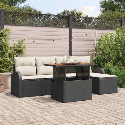 vidaXL - Tuinbank - Set - 6 - st - Zwart - en - crème