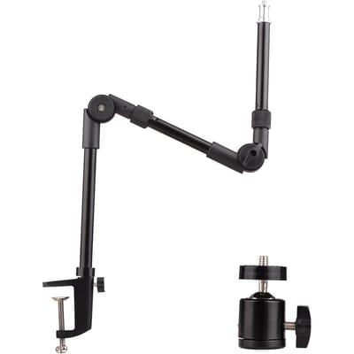 Andoer ST-01 support de bureau pliable et Flexible support en métal avec adaptateur à rotule à vis de 1/4 pouces noir