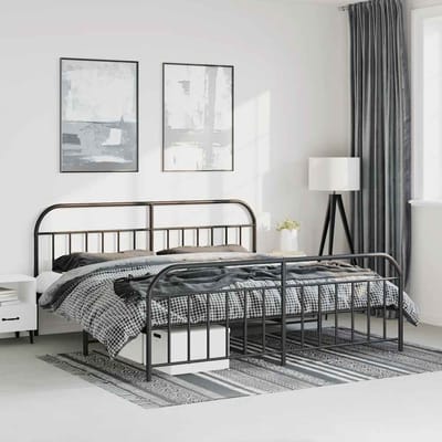 vidaXL - Bedframe - met - hoofd- - en - voeteneinde - metaal - zwart - 193x203 - cm