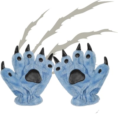 BoefieBoef Blauw Dinosaurus Klauw Kinderhandschoenen – One Size Kinderen – Warme Winter Dieren Wanten voor Peuters & Kleuters – Cosplay, Halloween & Carnaval Accessoire – Uniek Dierenpoot & Monster Design – Jongens & Meisjes Cadeau – Dierenpak