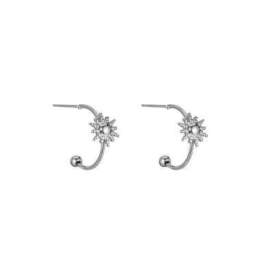 Go Dutch Label Oorknoppen halve cirkel met zon Silver E2331-1