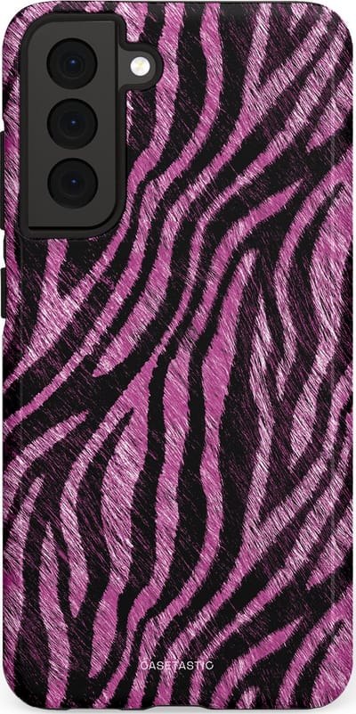 Casetastic hoesje geschikt voor Samsung Galaxy S21 FE 5G - Dubbellaagse bescherming - Roze Paarse Zebraprint - Fashion Case - Zwart Lila