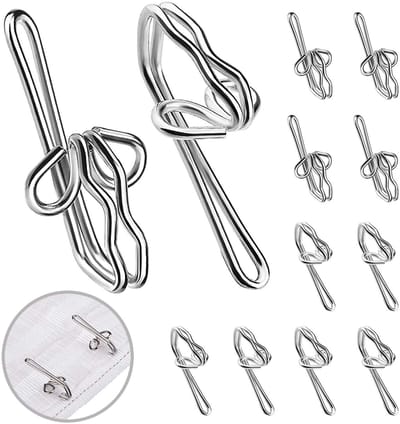 Allecto - Metalen gordijnhaken - Gordijnhaak met knijpvouw - Zilver