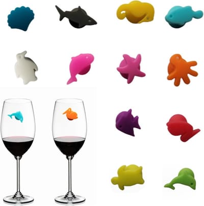 Kleurrijke Dieren Wijnglas Markers - 12 Stuks Silicone Markers voor Feestjes en Thuisdecoratie