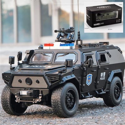 1:18 Militaire Legering Gepantserde Auto Model Diecasts Metalen Tank Explosiebestendige Auto Off-Road Voertuigen Model Geluid Licht Kinder Speelgoed Cadeau
