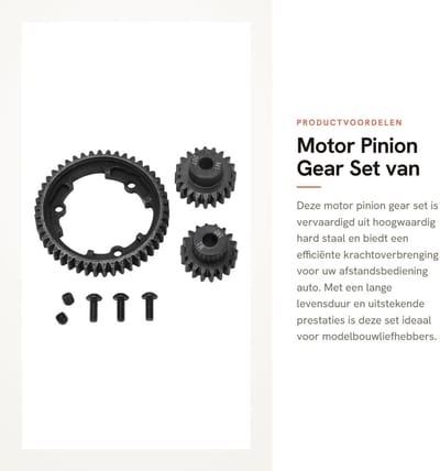 Dailygoods- Pinion Gear Set - Hard Staal 46T - Tandwielen - Motor Tandwiel - Efficiënt Krachtoverbrengingssysteem - Verbeterde Prestaties