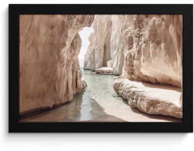 Poster in lijst - Fotolijst 30x20 cm - Posters - Rotsen - Zee - Zand - Kloof - Posterlijst zwart - Decoratie - Wanddecoratie woonkamer - Muurdecoratie slaapkamer