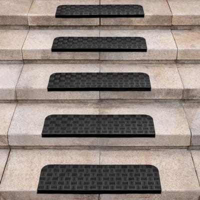 PromoHome Set van 5 rubberen antislip traptreden - Veilige matten voor binnen en buiten 76 x 25 cm