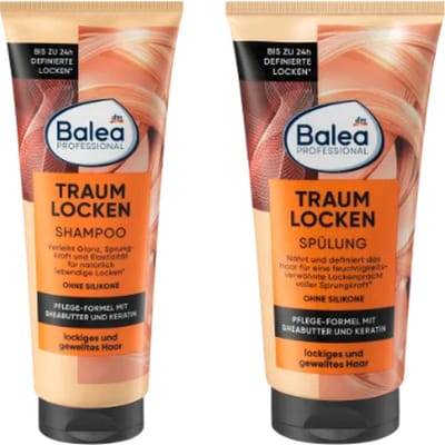 Balea Professional Droomkrullen Shampoo & Conditioner - COMBI-VERPAKKING | Shampoo 250 ml & Conditioner 200 ml - Verzorgende Formule | Siliconenvrij - Met Sheabutter en Keratine