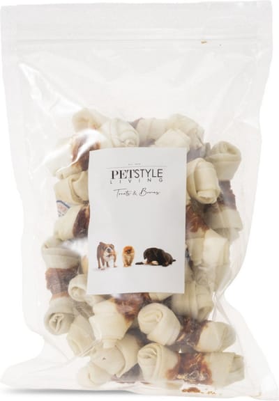 Petstyle Living Geknoopte Botten met Eend - Hondensnacks - 7,5cm - 25 Stuks - Kauwbotten Hond