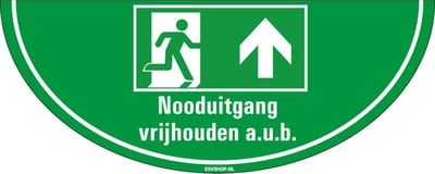 Nooduitgang rechtdoor vrijhouden vloersticker E001 - 750 x 300 mm