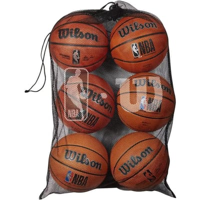 Wilson NBA - zes basketballen ballentas - mesh draagtas