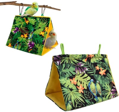 Dailygoody - Huisdier Vogelnest - Driehoek Schaduw Tent - Zacht en Comfortabel - Hangend Vogelkooi Speelgoed - Geschikt voor Papegaaien - 23 x 16 x 3 cm