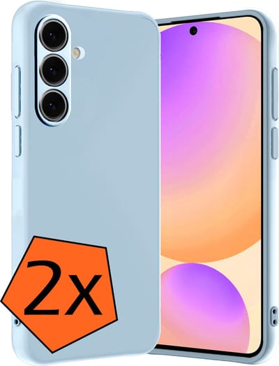 Hoes - 2 Stuks - Geschikt voor Samsung Galaxy S24 FE - Sterk & Shockproof - Case Siliconen - Back Cover - Telefoon Hoes - Lichtblauw