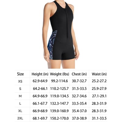 Dames eendelig shorty zwempak van 2 mm neopreen met ritssluiting aan de voorkant voor zwemmen en duiken L zwart