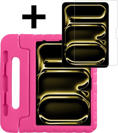 Hoes - Geschikt voor Apple iPad Pro (2024/2025) - 13 inch - Met Screenprotector - Kinderhoes Shockproof Bumper - Kidsproof Case - Tablet Hoesje - Kinder Hoesje Cover - Roze