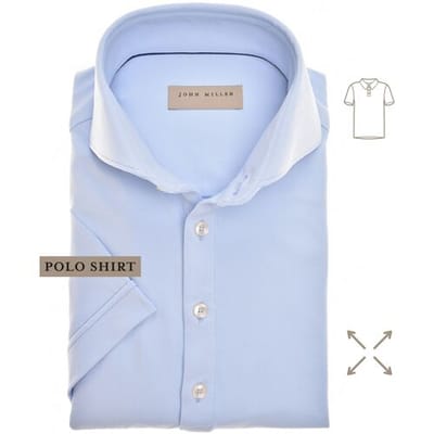 John Miller Slim-Fit Hyperstretch Short Sleeve Button-Polo Licht Blauw / male