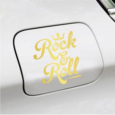 Bumpersticker - Rock & Roll - 11,3 X 13 - Goud
