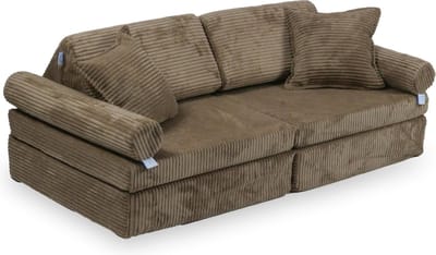 Mini Modulaire bank - Speelsofa- Rib velvet - Toffee Comfort (inclusief 2 bolsters en 2 kussens)