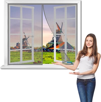 Magnetische Horraam - Insectenhor Deur - Insecten Buiten Houden - Automatisch Sluitend - 100 x 65 cm - Grijs