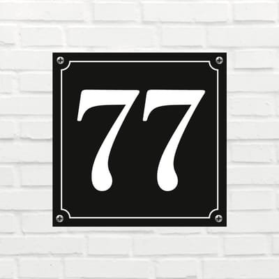 Huisnummerbord Mat zwart Deluxe - Nummer 77 - incl. bevestiging