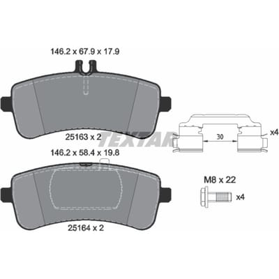 Remblokset TEXTAR 2516301, achter