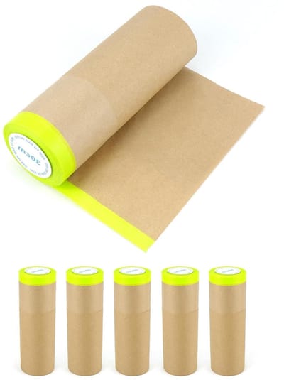 Schildersmaskerpapier - Zelfklevende strips - 30 cm x 15 m - Maskeringstape - Geschikt voor schilderwerk - Wit - 6 stuks