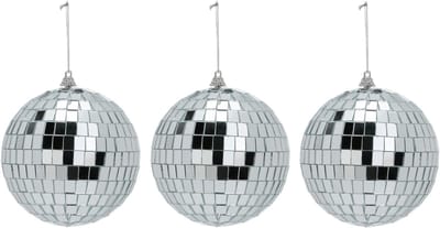 Inge Christmas Decor Disco kerstbal - 3x - zilver - D11 cm - glas/foam - discobal/discobol - kerstversiering