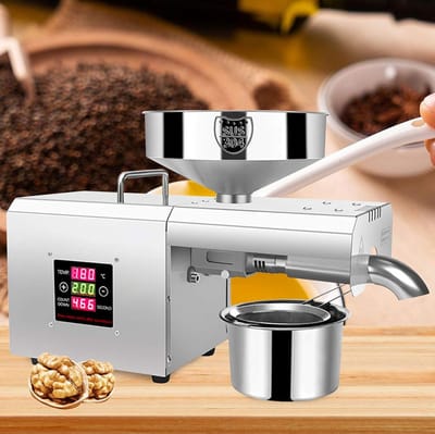 Oliepers Machine - Olie Maken - Huishoudelijk Gebruik - Automatische Temperatuurregeling - 300W Vermogen - Zilver