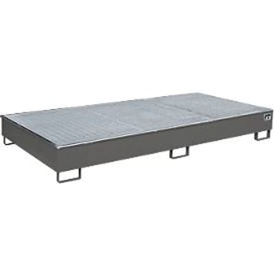 Bauer Etagebak RW-GR 2700-2 PE, met PE inzet, met rooster, L 2665 x B 1315 x H 305 mm, muisgrijs RAL 7005