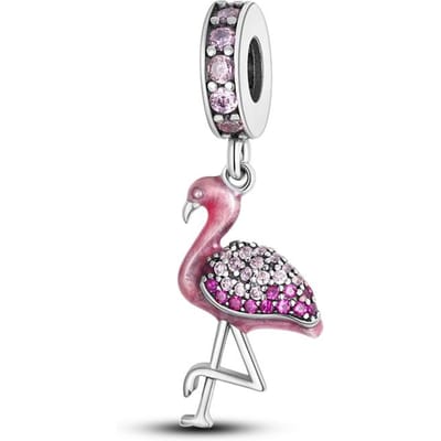 Charm Plata Dromerige Roze Flamingo Dierlijk Kralen Passend op Originele Armband Charms Voor Vrouwen Sieraden DoeHetZelf Knutselen Mooi Cadeau gray