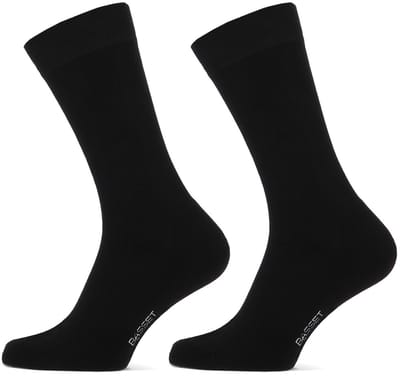 Basset - Unisex Bamboe Sokken - Badstof zool - 2-Pack - Maat 35/38 - Zwart