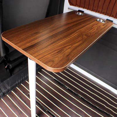 Opvouwbare Wandtafel - Campertafel Afneembaar Bureau - Ruimte Besparen - Met Bekersleuven - 79.5x39.5cm - Houtnerf