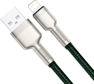 USB-A - Lightning Data en Oplaadkabel Baseus Cafule Metal Series, 18W, 1m, Groen CALJK-A06