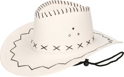 Faram party Cowboyhoed suede look - Ecru/wit - carnaval verkleed hoeden - volwassenen