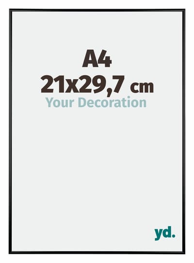 Your Decoration - Fotolijst A4 21x 29,7 cm - Aluminium - Zwart Hoogglans - Kent